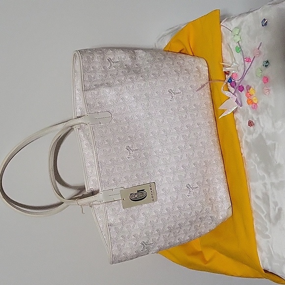 GOYARD Artois White Chevron Tote St Louis Canvas Coated PM Tote Bag - Picture 6 of 10